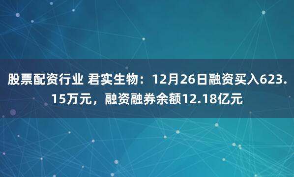 股票配资行业 君实生物：12月26日融资买入623.15万元，融资融券余额12.18亿元