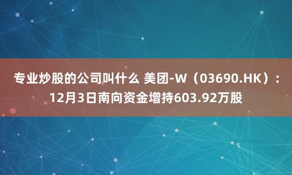 专业炒股的公司叫什么 美团-W（03690.HK）：12月3日南向资金增持603.92万股